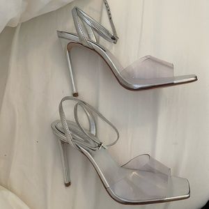 Schutz clear and silver heels